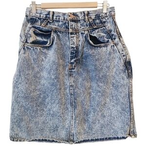 Gitano | Women's Vintage Blue Acid Washed A-Line Style Skirt (Size 16)
